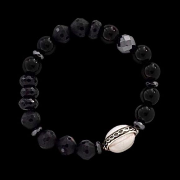SILPADA Sterling Silver Agate Pyrite Hematite Stretch Bracelet NIB - Picture 3 of 7